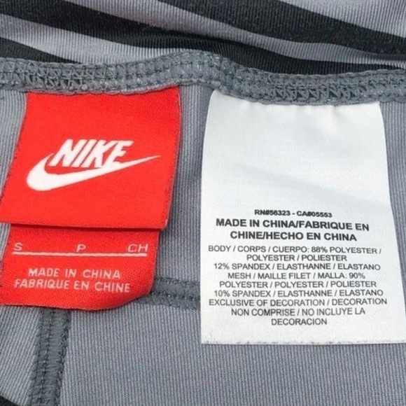 🌺 Nike Zebra Stripe Black & Gray Mesh High Rise Leggings Size S - Picture 9 of 11